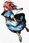  bad_id bad_pixiv_id brush_(medium) hair_bobbles hair_ornament highres konoe_yuba marker_(medium) onozuka_komachi red_eyes red_hair scythe short_hair solo touhou traditional_media two_side_up 