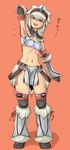  armpits bad_id bad_pixiv_id blue_eyes horn kirin_(armor) midriff monster_hunter navel solo tarayama white_hair 