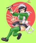  apron belt black_hair full_body genderswap genderswap_(mtf) glasses hairband kamen_rider kamen_rider_black_rx kamen_rider_black_rx_(series) maid miniskirt panties pantyshot red_eyes revolcane rider-tan short_hair skirt solo thighhighs ueyama_michirou underwear wind wind_lift 