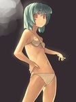  bikini flat_chest green_hair hama_(22ji_kara_24ji) highres original red_eyes short_hair solo swimsuit 