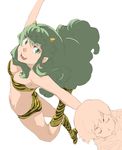  animal_print bikini boots enami_katsumi green_eyes green_hair horns long_hair lum pointy_ears solo swimsuit tiger_print urusei_yatsura 