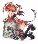  chain duplicate lowres panties red_hair ribbon skull sleeveless solo tail underwear wings yurikuta_tsukumi 