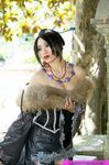  angelicstar belt black_dress black_hair cosplay dress final_fantasy final_fantasy_x fur jewelry long_dress lulu lulu_(final_fantasy) necklace photo photo_shoot 