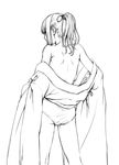  back bad_id bad_pixiv_id cozy greyscale lineart monochrome no_bra original panties ponytail solo underwear 