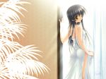  ass black_hair dress long_hair looking_back original sakaki_maki solo yellow_eyes 