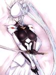  blazblue fumio_(rsqkr) genderswap genderswap_(mtf) hakumen katana long_hair mask ponytail solo sword very_long_hair weapon white_hair 