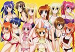  ahoge bikini blonde_hair blue_eyes blue_hair blush breast_grab breasts brown_hair caro_ru_lushe cleavage everyone fate_testarossa flat_chest ginga_nakajima glasses grabbing green_eyes hair_ribbon heterochromia large_breasts long_hair lyrical_nanoha mahou_shoujo_lyrical_nanoha_strikers multiple_girls navel orange_hair pink_hair ponytail purple_eyes purple_hair red_eyes red_hair ribbon shamal shario_finieno short_hair short_twintails siblings signum sisters subaru_nakajima swimsuit takamachi_nanoha teana_lanster twintails vita vivio yagami_hayate yuuki1103 