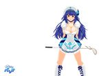  arin beret blue_hair boots breasts choker cleavage dress golf_club hat huge_breasts long_hair pangya solo 