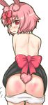  aizawa_shin animal_ears ass blush bunny_ears bunny_tail caret-san original panties pink_hair red_eyes ribbon solo spanked tail underwear 