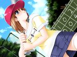  baseball_bat baseball_helmet blue_eyes brown_hair dutch_angle from_below game_cg helmet non-web_source pose senomoto_hisashi seto_konatsu short_hair solo thighhighs tutorial_summer 