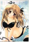 bra brown_eyes brown_hair copyright_request highres izumi_tsubasu lingerie long_hair non-web_source panties solo text_focus thighhighs translation_request twintails underwear 