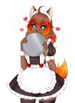  &lt;3 2018 absurd_res ahoge anthro black_sclera blush breasts canid canine canis caradhina clothed clothing digital_media_(artwork) embers female fire fur hair hi_res legwear looking_at_viewer maid_uniform mammal shy simple_background small_breasts smile solo stockings uniform 