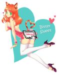  animal_ears bittersweet_(dalcoms) cat_ears copyright_request heart high_heels orange_hair shoes solo source_request thighhighs 