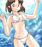  awatake_takahiro bikini black_eyes brown_hair embarrassed short_hair swimsuit wardrobe_malfunction 