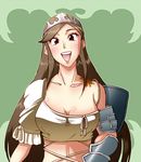  breasts cleavage izumi_dari large_breasts open_mouth smile tiara 