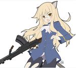  animal_ears bren_gun crotch_seam gun long_hair machine_gun panties panties_under_pantyhose pantyhose perrine_h_clostermann sakana solo strike_witches tail torn_clothes torn_legwear underwear weapon world_witches_series 