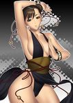  alternate_costume armpits bracelet breasts china_dress chinese_clothes chun-li double_bun dress jewelry kansuke large_breasts pelvic_curtain sash solo spiked_bracelet spikes street_fighter street_fighter_iv_(series) 