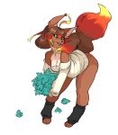  2018 ahoge animal_humanoid anthro big_butt blush bottomless breasts butt canid canine canis caradhina clothed clothing cosmicminerals digital_media_(artwork) digitigrade embers female fire fur hair hi_res huge_butt humanoid larroqm leaf legwear long_hair looking_at_viewer mammal open_mouth simple_background smile solo stockings toes 