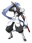  armor bad_id bad_pixiv_id blazblue blue_hair claws hakumen male_focus mask muscle sheath sheathed shirorenge_(huruhuru) solo sword weapon 