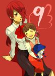  bad_id bad_pixiv_id blush doujima_nanako kirijou_mitsuru kuma_(persona_4) multiple_girls persona persona_3 persona_4 red_hair shirano smile 