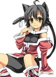  animal_ears bad_id bad_pixiv_id black_hair cat_ears hand_to_own_mouth original smile solo tail yellow_eyes yui_tooru 