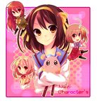  akihime_sumomo alastor_(shakugan_no_shana) bad_id bad_pixiv_id brown_eyes brown_hair character_request chibi creator_connection crossover doughnut flyable_heart food hair_ribbon hairband hazuki_mizuho inaba_yui jewelry kita_high_school_uniform multiple_crossover multiple_girls nanatsuiro_drops orange_hairband pendant ribbon school_uniform serafuku shakugan_no_shana shana short_hair suzumiya_haruhi suzumiya_haruhi_no_yuuutsu 