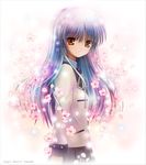  angel_beats! blazer blue_hair chocolat flower jacket long_hair school_uniform skirt solo tenshi_(angel_beats!) yellow_eyes 