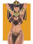  armpits artist_request breasts cleavage copyright_request curvy dark_skin egyptian large_breasts long_hair navel purple_hair smile solo uraeus 