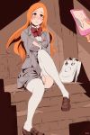  1boy 1girl bleach breasts female highres inoue_orihime male maxi orange_hair school_uniform 