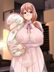  1girl breasts female highres kechin_(oreteki18kin) navel nipples pillow plump pubic_hair pussy uncensored 