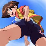  ass bike_shorts blue_eyes brown_hair hanaoka_isami haruyama_kazunori lowres solo tobe!_isami 