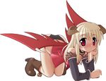  all_fours arm_support artist_request blonde_hair boots demon_girl demon_wings detached_sleeves horns long_hair panties ragnarok_online red_eyes solo succubus succubus_(ragnarok_online) underwear wings 