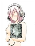  animated animated_gif breasts headphones heart heart_(organ) large_breasts lowres nipples nitroplus nude pink_hair red_eyes solo stethoscope super_sonico x-ray 