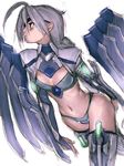  ahoge armor blazblue eyepatch flat_chest fumio_(rsqkr) grey_hair navel nu-13 red_eyes sketch solo wings 