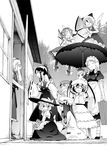  absurdres alice_margatroid birthday broken cirno greyscale hakurei_reimu hat highres ibuki_suika izayoi_sakuya kamishirasawa_keine kawashiro_nitori kirisame_marisa mizu_asato monochrome multiple_girls mystia_lorelei patchouli_knowledge remilia_scarlet ribbon touhou umbrella wiping_face 