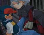  1girl age_difference amada bdsm blush bondage bound chain femdom hat hetero imminent_rape j_(pokemon) pokemon pokemon_(anime) satoshi_(pokemon) shota 