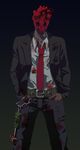  belt blood buckle chain dorohedoro formal glaring hammer hands_in_pockets heart_(organ) male_focus mask necktie scar shin shirt solo suit tsukumo tuxedo 