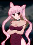  bad_id bad_pixiv_id bare_shoulders bishoujo_senshi_sailor_moon black_lady blush breasts chibi_usa choker cleavage crystal_earrings double_bun dress earrings facial_mark forehead_mark highres jewelry large_breasts long_hair older pink_eyes pink_hair ragho_no_erika see-through side_slit solo twintails very_long_hair 