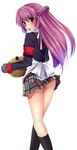  blush futaki_kanata hair_ornament half_updo highres little_busters! masayu no_panties purple_hair solo 