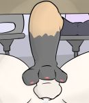  2019 3_toes anthro barefoot barley_bear camel_toe canid canine clothed clothing digital_media_(artwork) duo erection feet female first_person_view foot_fetish footjob fox fur hi_res humanoid_penis male male/female male_pov mammal nude penis sex toes uncut under_table 