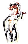  biker_clothes bikesuit breasts brown_hair center_opening fate/stay_night fate_(series) fujimura_taiga full-length_zipper jas navel one_eye_closed open_clothes open_shirt red_hair shirt short_hair small_breasts solo sunglasses unzipped zipper 