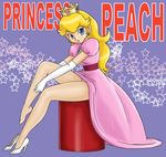  1girl blonde_hair blue_eyes crown high_heels long_hair nintendo panties peach princess_peach solo star super_mario_bros. underwear upskirt 