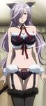  animal_ears asu_no_yoichi bell black_panties blush bra breasts cat_ears fur garter_belt hair_over_one_eye jingle_bell large_breasts lingerie long_hair panties purple_hair ribbon screencap solo standing stitched stomach tail takatsukasa_angela thighhighs third-party_edit underwear underwear_only very_long_hair 