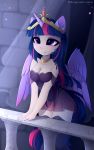  5_fingers anthro anthrofied breast_squish breasts clothed clothing equine eyelashes feathers female friendship_is_magic hi_res horn magnaluna mammal my_little_pony purple_eyes purple_feathers smile solo twilight_sparkle_(mlp) winged_unicorn wings 
