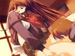  1girl bra brown_hair desk dutch_angle game_cg hetero lingerie long_hair nakamura_takeshi open_clothes open_shirt panties sakaki_shinobu school_uniform shirt sitting solo_focus tenshi_no_inai_12-gatsu underwear upskirt 