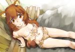  1girl animal_ears bare_shoulders blush breasts brown_eyes brown_hair long_hair looking_at_viewer marutaya medium_breasts navel raccoon_ears raccoon_girl raccoon_tail raphtalia sitting solo tail tate_no_yuusha_no_nariagari underwear 