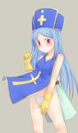  :&lt; blush dragon_quest dragon_quest_iii gloves hat mitre naked_tabard panties pizanuko priest_(dq3) solo tabard underwear 