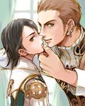  2boys balflear balthier brown_hair cute earrings final_fantasy final_fantasy_xii indoors jewelry larsa larsa_ferrinas_solidor male_focus multiple_boys yaoi 