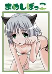  absurdres animal_ears bra flat_chest green_eyes highres lingerie panties paw_pose sanya_v_litvyak short_hair silver_hair solo strike_witches taku-tama underwear underwear_only world_witches_series 