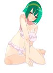  barefoot bra brws error green_hair hairband idolmaster idolmaster_(classic) idolmaster_1 lingerie otonashi_kotori panties short_hair solo underwear underwear_only 